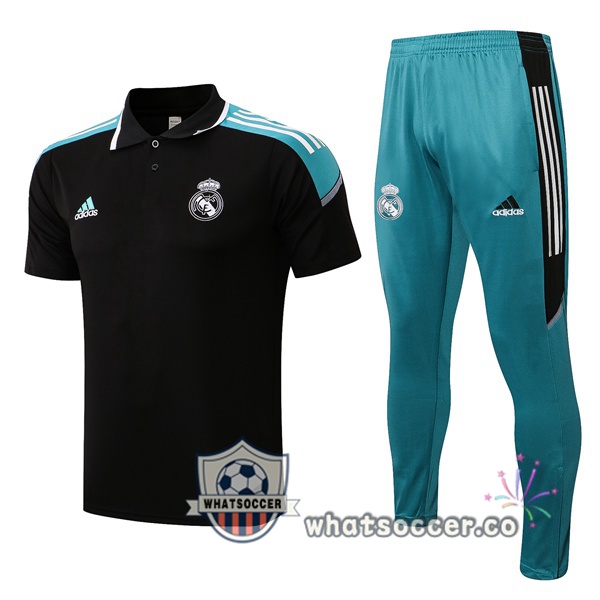 Training Polo Real Madrid + Pants Black Green 2021-2022