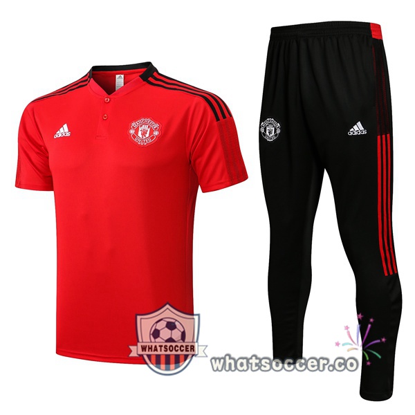 Manchester United Training T-Shirts + Pants Red 2022-2023