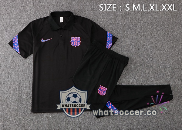 Training Polo FC Barcelona + Pants Black 2021-2022