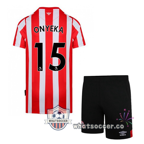 Brentford FC (ONYEKA 15) Kids Home Soccer Jerseys Red White 2022-2023