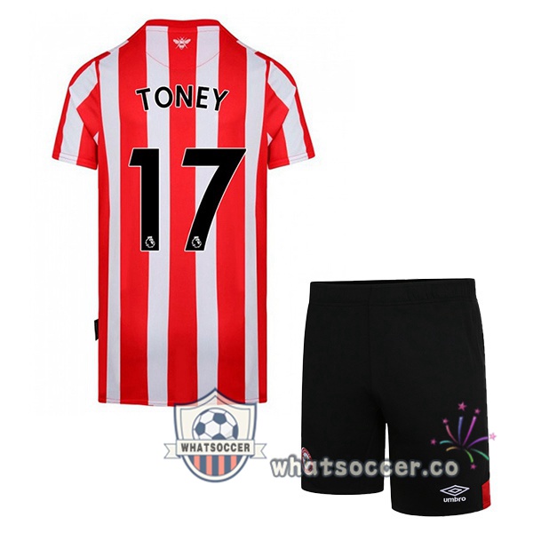 Brentford FC (TONEY 17) Kids Home Soccer Jerseys Red White 2022-2023
