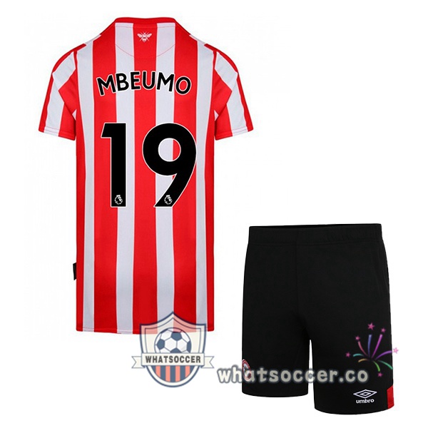 Brentford FC (MBEUMO 19) Kids Home Soccer Jerseys Red White 2022-2023