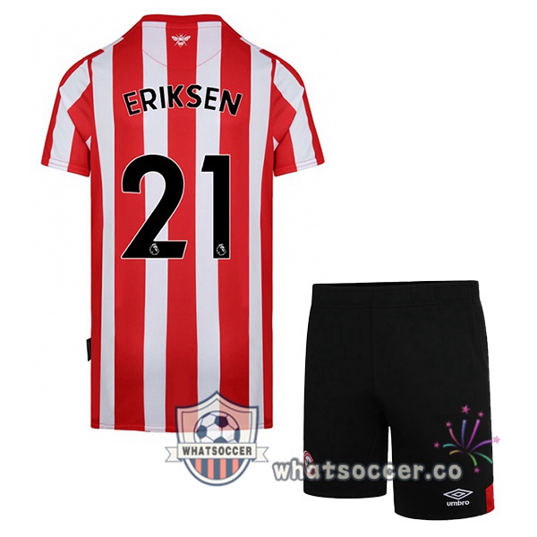 Brentford FC (ERIKSEN 21) Kids Home Soccer Jerseys Red White 2022-2023