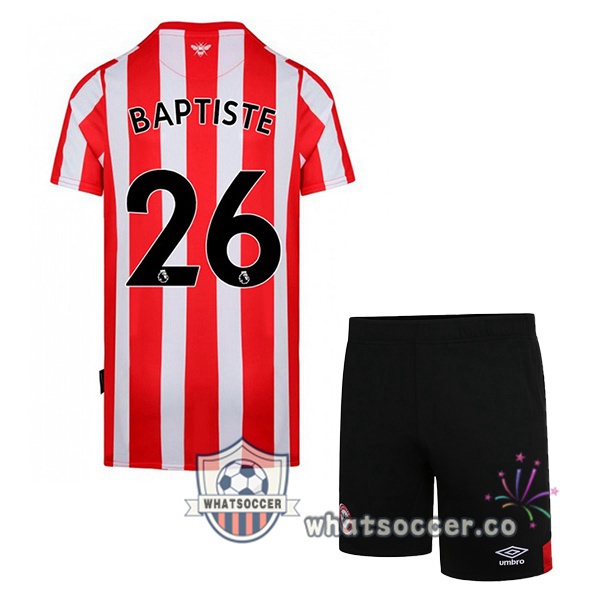 Brentford FC (BAPTISTE 26) Kids Home Soccer Jerseys Red White 2022-2023