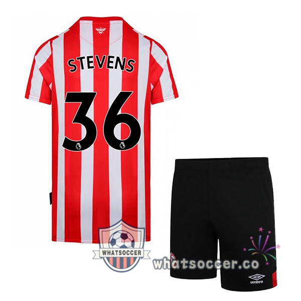 Brentford FC (STEVENS 36) Kids Home Soccer Jerseys Red White 2022-2023