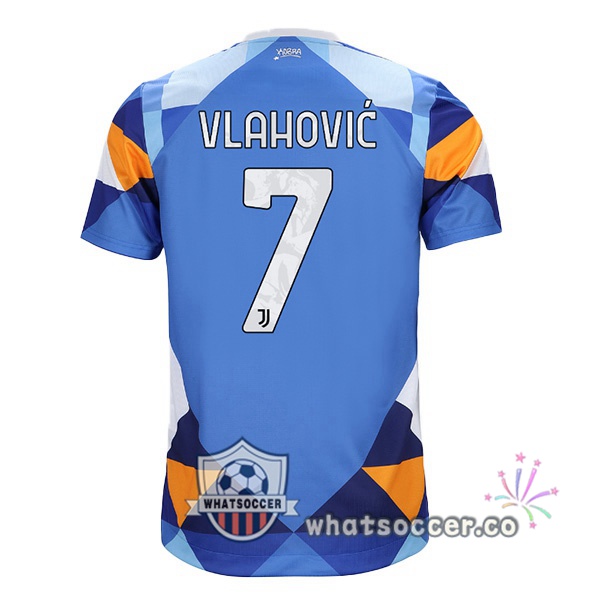 Juventus (VLAHOVIC 7) Four Soccer Jerseysth Blue 2021-2022