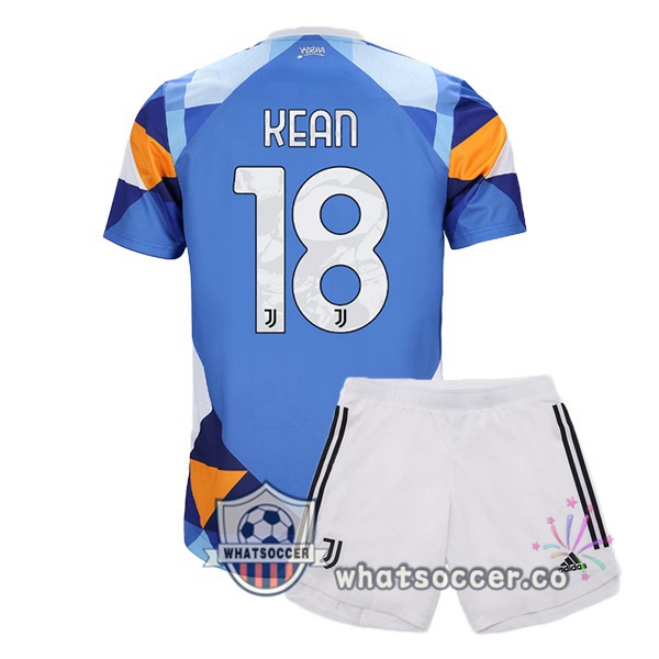 Juventus (KEAN 18) Kids Four Soccer Jerseysth Blue 2021-2022