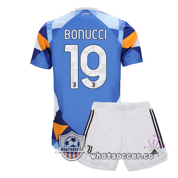Juventus (BONUCCI 19) Kids Four Soccer Jerseysth Blue 2021-2022