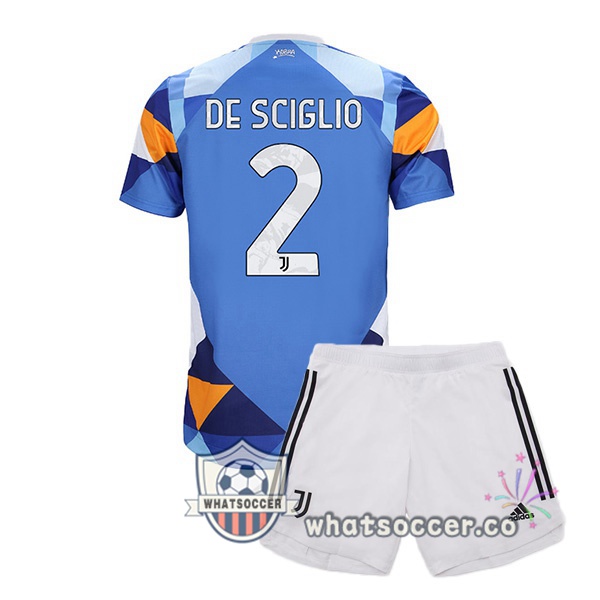 Juventus (DE SCIGLIO 2) Kids Four Soccer Jerseysth Blue 2021-2022