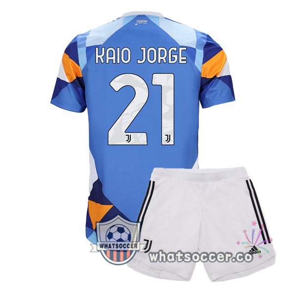 Juventus (KAIO JORGE 21) Kids Four Soccer Jerseysth Blue 2021-2022
