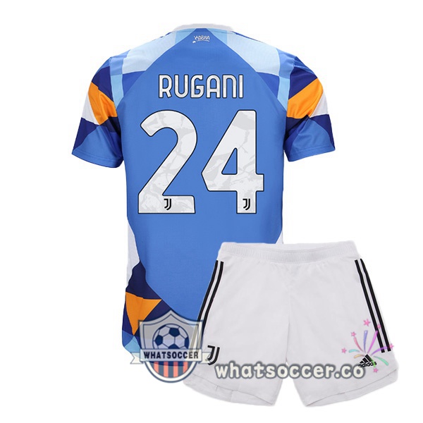 Juventus (RUGANI 24) Kids Four Soccer Jerseysth Blue 2021-2022