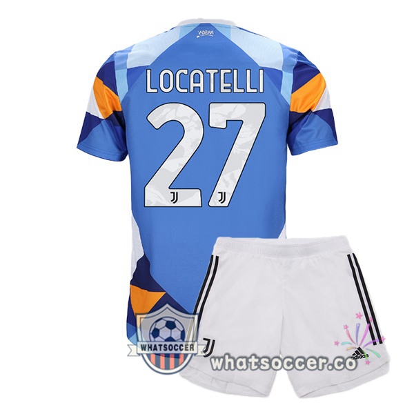 Juventus (LOCATELLI 27) Kids Four Soccer Jerseysth Blue 2021-2022