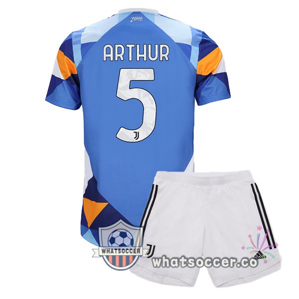 Juventus (ARTHUR 5) Kids Four Soccer Jerseysth Blue 2021-2022