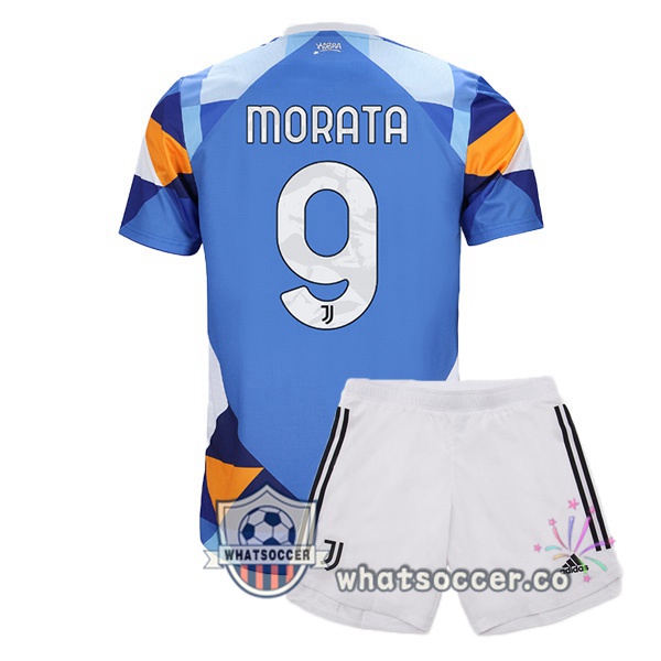 Juventus (MORATA 9) Kids Four Soccer Jerseysth Blue 2021-2022