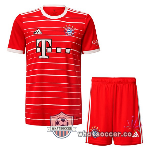 Bayern Munich Kids Home Soccer Jerseys Red 2022-2023