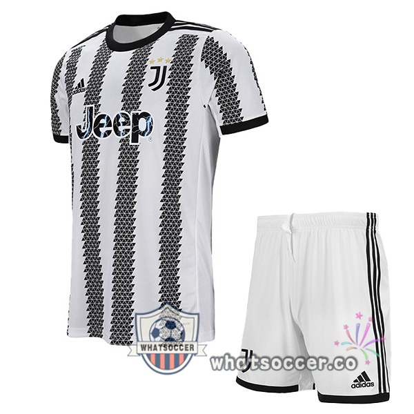 Juventus Kids Home Soccer Jerseys White Black 2022-2023