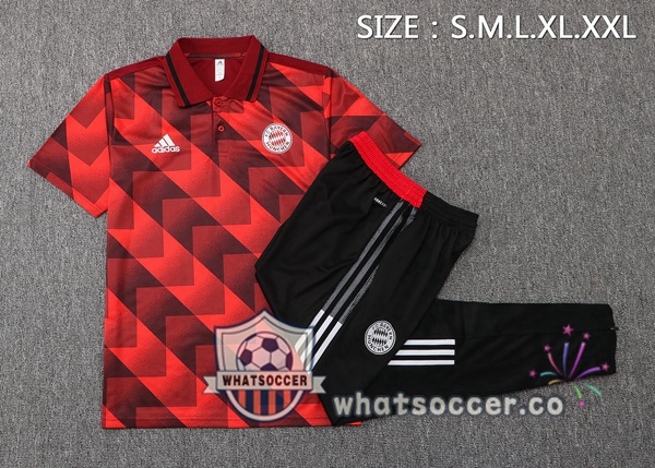 Training Polo Bayern Munich + Pants Red 2022-2023