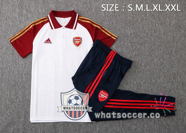 Training Polo Arsenal + Pants White Red 2022-2023