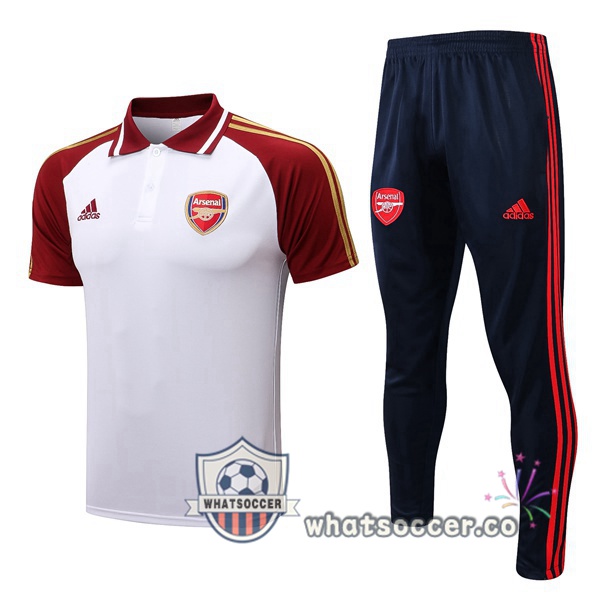 Training Polo Arsenal + Pants White Red 2022-2023