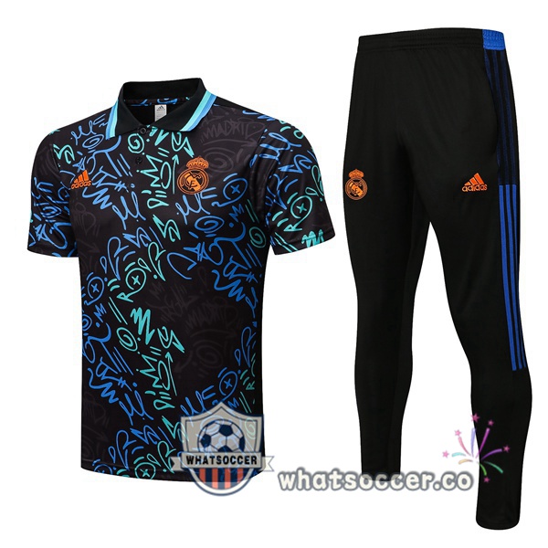Training Polo Real Madrid + Pants Black Blue 2022-2023