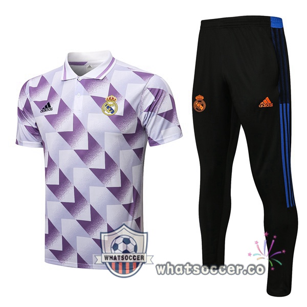 Training Polo Real Madrid + Pants White Purple 2022-2023
