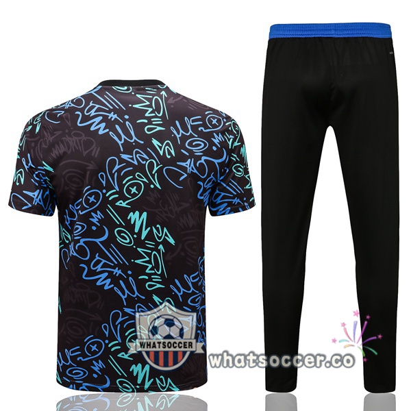 Real Madrid Training T-Shirts + Pants Blue Black 2022-2023