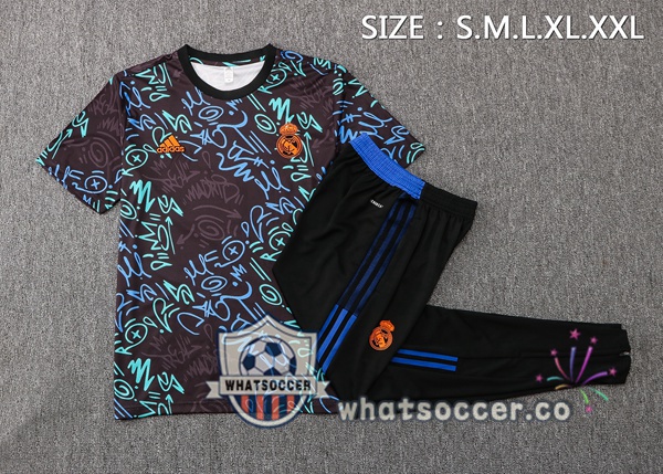 Real Madrid Training T-Shirts + Pants Blue Black 2022-2023