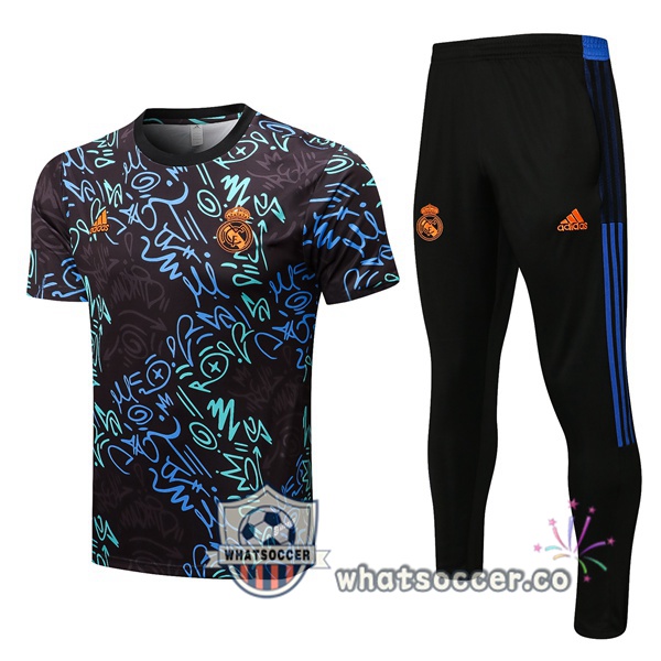 Real Madrid Training T-Shirts + Pants Blue Black 2022-2023