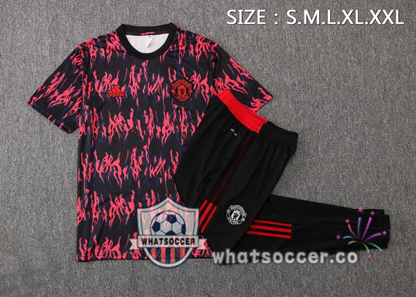 Manchester United Training T-Shirts + Pants Red Black 2022-2023