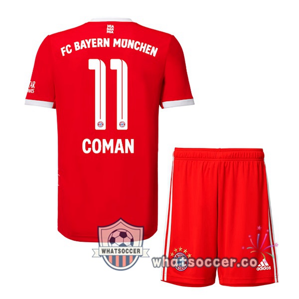 Bayern Munich （Coman 11） Kids Home Soccer Jerseys Red 2022-2023