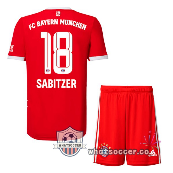 Bayern Munich （Sabitzer 18） Kids Home Soccer Jerseys Red 2022-2023