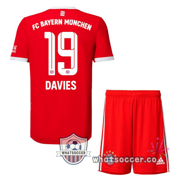 Bayern Munich （Davies 19） Kids Home Soccer Jerseys Red 2022-2023