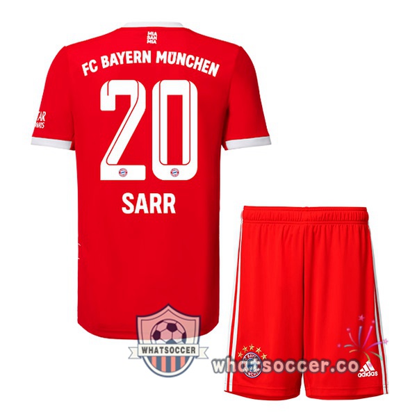 Bayern Munich （Sarr 20） Kids Home Soccer Jerseys Red 2022-2023