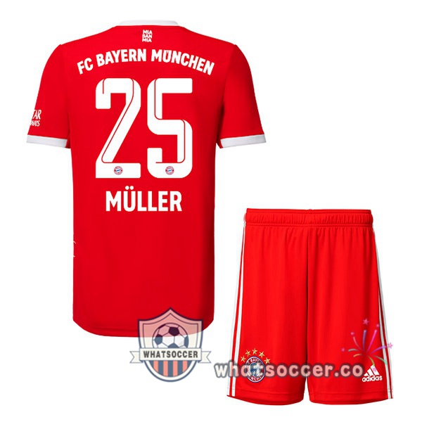 Bayern Munich （Müller 25） Kids Home Soccer Jerseys Red 2022-2023