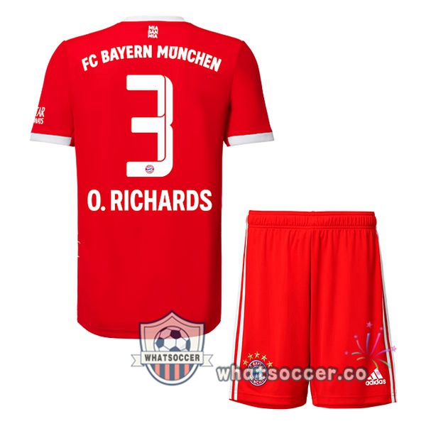 Bayern Munich （O. Richards 3） Kids Home Soccer Jerseys Red 2022-2023