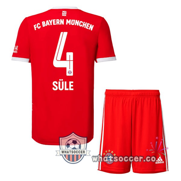 Bayern Munich （Süle 4） Kids Home Soccer Jerseys Red 2022-2023