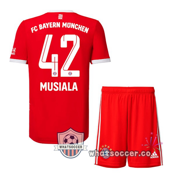 Bayern Munich （Musiala 42） Kids Home Soccer Jerseys Red 2022-2023