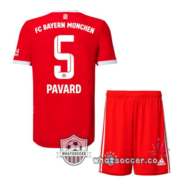 Bayern Munich （Pavard 5） Kids Home Soccer Jerseys Red 2022-2023