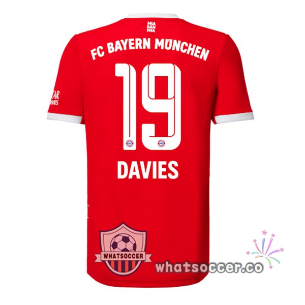 Bayern Munich （Davies 19） Home Soccer Jerseys Red 2022-2023