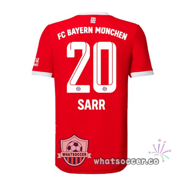 Bayern Munich （Sarr 20） Home Soccer Jerseys Red 2022-2023
