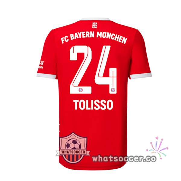 Bayern Munich （Tolisso 24） Home Soccer Jerseys Red 2022-2023