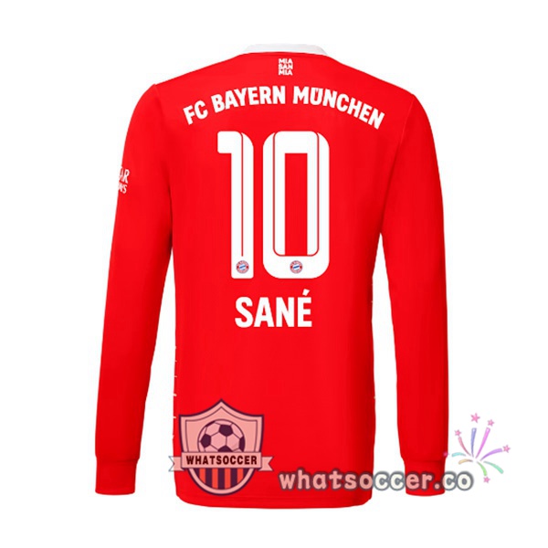 Bayern Munich （Sané 10） Home Soccer Jerseys Long Sleeve Red 2022-2023
