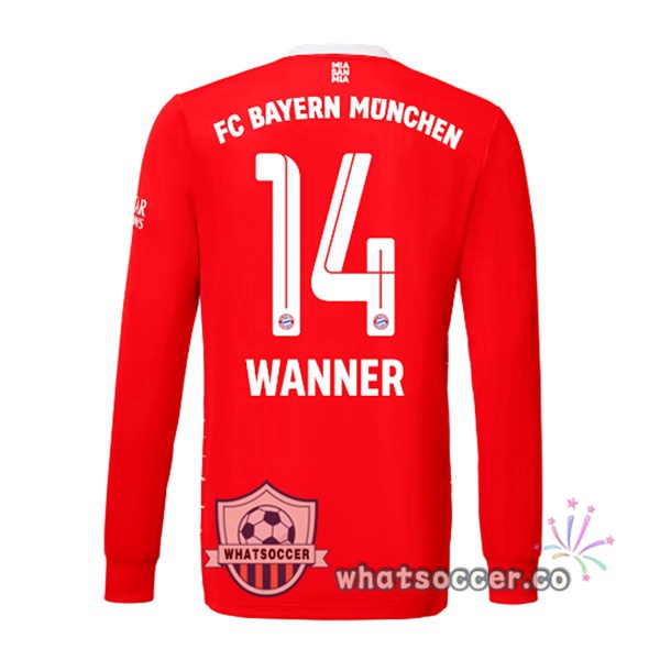 Bayern Munich （Wanner 14） Home Soccer Jerseys Long Sleeve Red 2022-2023