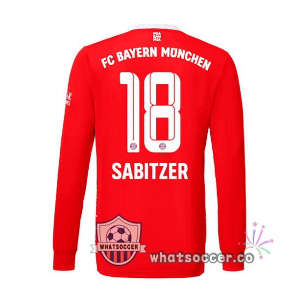 Bayern Munich （Sabitzer 18） Home Soccer Jerseys Long Sleeve Red 2022-2023