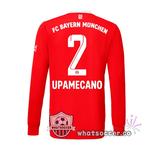 Bayern Munich （Upamecano 2） Home Soccer Jerseys Long Sleeve Red 2022-2023