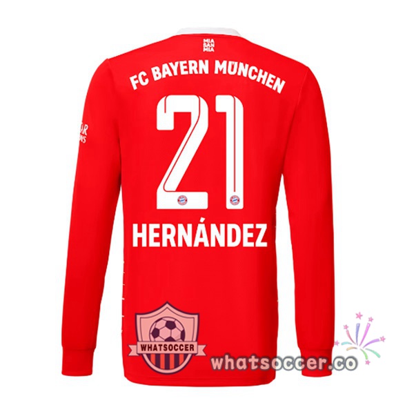 Bayern Munich （Hernández 21） Home Soccer Jerseys Long Sleeve Red 2022-2023