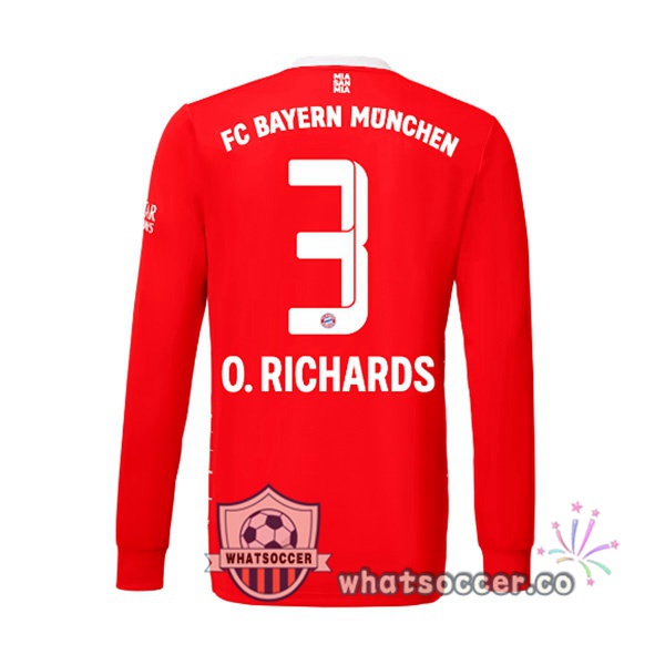 Bayern Munich （O. Richards 3） Home Soccer Jerseys Long Sleeve Red 2022-2023