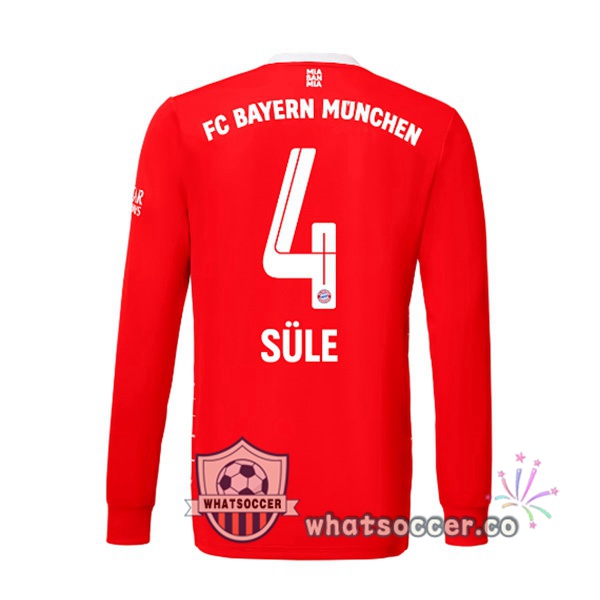 Bayern Munich （Süle 4） Home Soccer Jerseys Long Sleeve Red 2022-2023