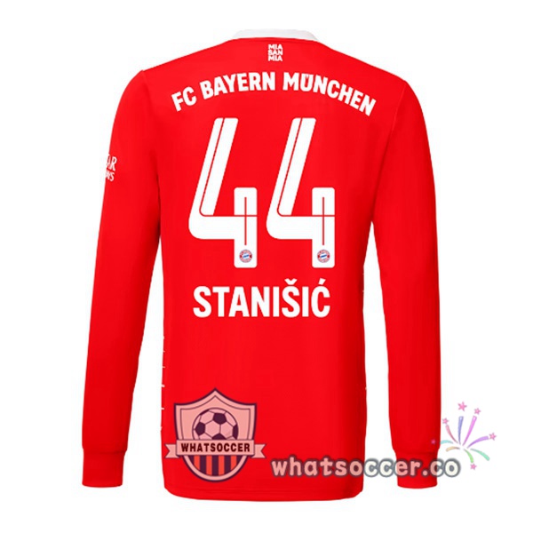Bayern Munich （Stanišić 44） Home Soccer Jerseys Long Sleeve Red 2022-2023