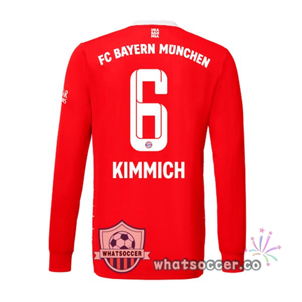 Bayern Munich （Kimmich 6） Home Soccer Jerseys Long Sleeve Red 2022-2023